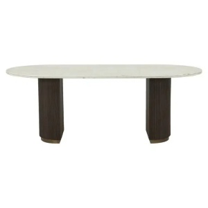 MASA DINING OVALA MAYFIELD, 210 CM, EFECT DE MARMURA ALBA/MARO, DIN MARMURA, LEMN SI METAL, RICHMOND INTERIORS