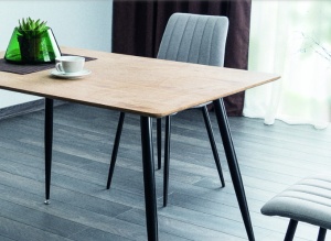 MASA DINING REMUS, 120 CM, STEJAR/NEGRU, BLAT DIN MDF SI PICIOARE DIN METAL, STIL MODERN - Img 2