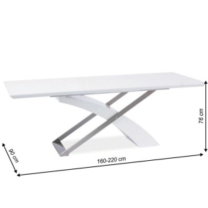 MASA EXTENSIBILA KROS, ALBA CU EXTRA LUCIU/CROM, STIL MODERN, TK - Img 2