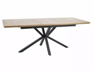 MASA EXTENSIBILA LOGAN, 160/200 CM, STEJAR/NEGRU MAT, BLAT DIN MDF SI PICIOARE DIN METAL, STIL MODERN - Img 2