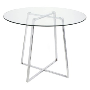 MASA LIVING DIN METAL SI STICLA/ARGINTIU, CARAT GLASS 100, STIL MODERN B2
