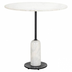 MASA LIVING JAGGER, 76,5 CM, EFECT DE MARMURA ALBA/NEGRU, DIN MARMURA SI METAL, RICHMOND INTERIORS