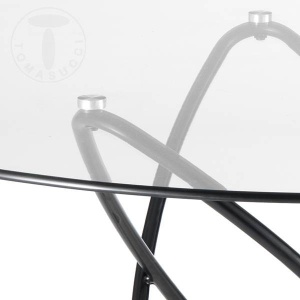 MASA ROTUNDA ELEGANTA 120CM, HULA HOOP, COD 2675, STIL MODERN, REALIZATA DIN METAL SI STICLA