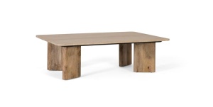 MASUTA DE CAFEA 120CM, NATUR, LEMN DE MANGO SI BLAT DIN MARMURA, MODEL DEOSEBIT - Img 2