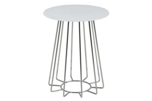 MASUTA DE CAFEA ALBA DIN STICLA CU BAZA DIN METAL CASIA STIL MODERN B2