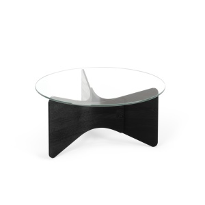 MASUTA DE CAFEA MADERA, NEAGRA, CONFECTIONATA DIN LEMN DE FRASIN SI EUCALIPT SI STICLA, STIL MODERN - Img 2