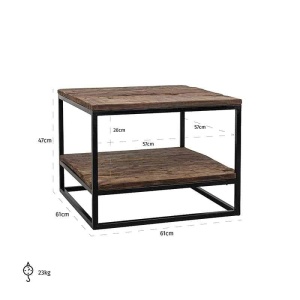 MASUTA DE CAFEA RAFFLES, DIN METAL SI LEMN MASIV, STIL INDUSTRIAL, B2 - Img 3