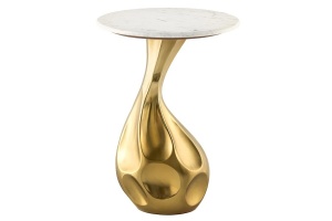 MASUTA DE CAFEA, TEAR, 60CM, BLAT DIN MARMURA SI METAL, ALB, ARTIM GROUP SELECTION - Img 5