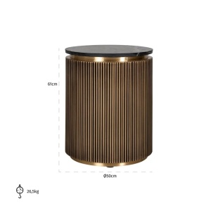 MASUTA IRONVILLE 50CM, AURIU/NEGRU, DIN MDF, MARMURA SI METAL, RICHMOND INTERIORS - Img 2