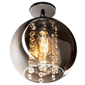 PLAFONIERA CRYSTALS APP599-1CP, 20 cm, NEGRU FUMURIU, DIN OTEL, METAL SI STICLA, STIL MODERN, TU