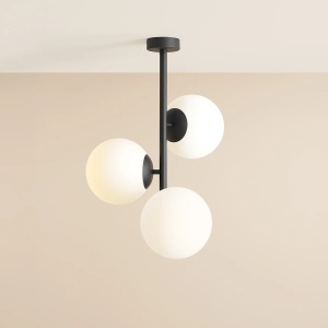 PLAFONIERA FIN M, 3 BRATE, 63 CM, NEAGRA, DIN STICLA SI METAL, STIL MODERN