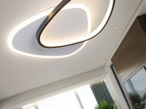 PLAFONIERA ROMO, 45 CM, ALB/NEGRU/OPAL, DIN METAL SI ACRIL, STIL MODERN - Img 4