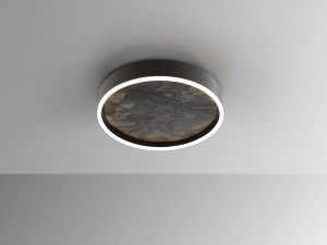 PLAFONIERA STONE, 40CM, NEGRU MAT/GRI, DIN METAL SI ARDEZIE SINTETICA, STIL MODERN