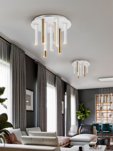 PLAFONIERA VARAS, 42CM, ALB MAT/AURIU/OPAL, DIN METAL SI ACRIL, STIL MODERN