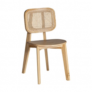 SCAUN ALORA REF. 29589, CULOARE NATURALA, STIL SCANDINAV, DIN LEMN MASIV DE ULM SI RATAN, VIC