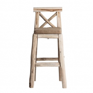 SCAUN BAR EMBI REF. 27468, CULOARE NATURALA, STIL VINTAGE, DIN LEMN MASIV , PLACAJ SI SPUMA, VIC - Img 2