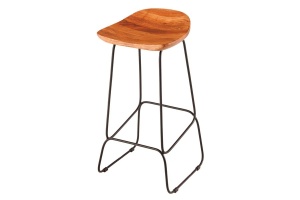 SCAUN DE BAR 85CM, MAMMUT, DIN LEMN MASIV SI METAL, DESIGN INDUSTRIAL