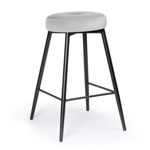 SCAUN DE BAR CONSU, 60 CM, GRI/NEGRU, TAPITERIE DIN CATIFEA SI PICIOARE DIN METAL, STIL MODERN, ATR