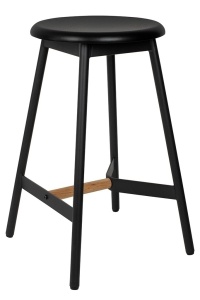 SCAUN DE BAR LAYKO 65, NEGRU, CONFECTIONAT DIN MDF FURNIRUIT SI METAL, STIL MODERN - Img 2