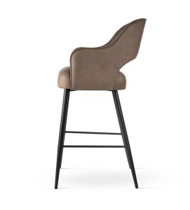 SCAUN DE BAR MERCY SUPREME, 70 CM, BEJ INCHIS/NEGRU, TAPITERIE DIN CATIFEA SI PICIOARE DIN METAL, STIL MODERN, ATR - Img 4