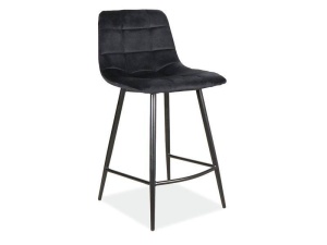 SCAUN DE BAR MILA H-2, NEGRU BLUVEL 19/NEGRU MAT, TAPITERIE DIN CATIFEA SI PICIOARE DIN METAL, STIL MODERN - Img 1