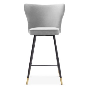 SCAUN DE BAR MODENA, 60 CM, GRI/NEGRU/AURIU, TAPITERIE DIN CATIFEA SI PICIOARE DIN METAL, STIL MODERN, ATR