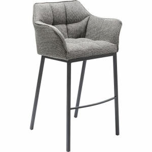 SCAUN DE BAR THINKTANK 2, GRI, CONFECTIONAT DIN POLIESTER SI METAL, STIL MODERN