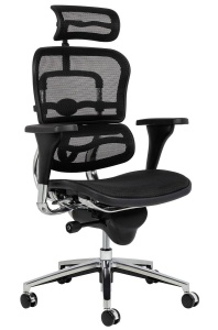 SCAUN DE BIROU ERGOHUMAN, NEGRU/CROM, MATERIAL TEXTIL/PLASA SI METAL, STIL MODERN