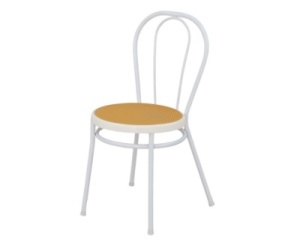 SCAUN DINING, ALB/NATURAL, DIN METAL, ARTIM GROUP SELECTION