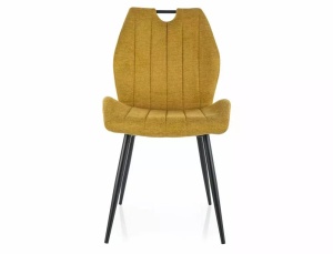 SCAUN DINING ARCO, CURRY 68/NEGRU MAT, TAPITERIE DIN STOFA BREGO SI PICIOARE DIN METAL, STIL MODERN - Img 2