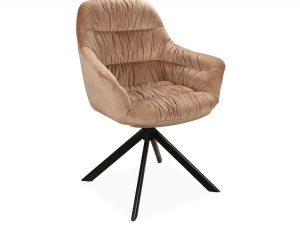 SCAUN DINING ASTORIA II, BEJ BLUVEL 40/NEGRU MAT, TAPITERIE DIN CATIFEA SI PICIOARE DIN METAL, STIL MODERN, SIGNAL - Img 1