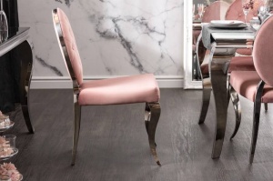 SCAUN DINING, BAROCK, COD 40798, DIN METAL SI CATIFEA ROZ INCHIS, DESIGN BAROC