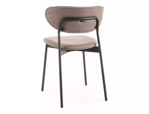 SCAUN DINING DAN, BEJ TAP. 221/NEGRU MAT, TAPITERIE DIN MICROFIBRA SI PICIOARE DIN METAL, STIL MODERN - Img 2