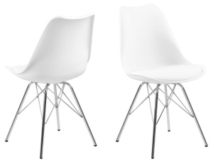 SCAUN DINING ERIS ALB CONFECTIONAT DIN METAL SI PIELE ECOLOGICA, STIL MODERN