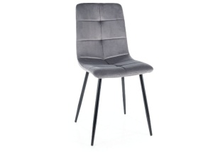 SCAUN DINING IVO, GRI BLUVEL 14/NEGRU MAT, TAPITERIE DIN CATIFEA SI PICIOARE DIN METAL, STIL MODERN - Img 1