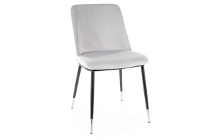 SCAUN DINING JILL, GRI DESCHIS BLUVEL 03/NEGRU MAT/CROM, TAPITERIE DIN CATIFEA SI PICIOARE DIN METAL, STIL MODERN - Img 1