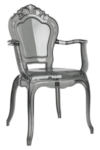 SCAUN DINING KING ARM, TRANSPARENT FUMURIU, DIN POLICARBONAT, STIL MODERN