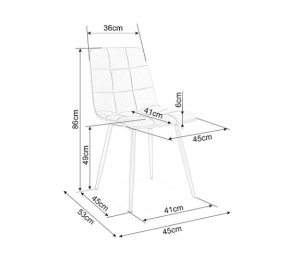 SCAUN DINING MILA, GRI BLUVEL 14/NEGRU MAT, TAPITERIE DIN CATIFEA SI PICIOARE DIN METAL, STIL MODERN - Img 3