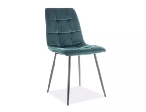 SCAUN DINING MILA, VERDE BLUVEL 78/NEGRU MAT, TAPITERIE DIN CATIFEA SI PICIOARE DIN METAL, STIL MODERN - Img 1
