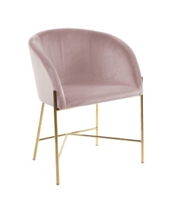 SCAUN DINING NELSON ROZ/AURIU, CU TAPITERIE DIN CATIFEA SI PICIOARE DIN METAL, STIL MODERN