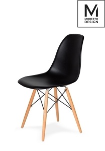 SCAUN DINING/OFFICE DSW NEGRU/FAG, CU PICIOARE DIN LEMN SI SPATAR DIN PLASTIC, STIL MODERN MINIMALIST