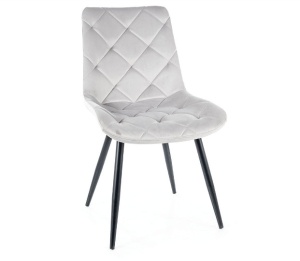 SCAUN DINING RALPH, GRI DESCHIS BLUVEL 03/NEGRU MAT, TAPITERIE DIN CATIFEA SI PICIOARE DIN METAL, STIL MODERN - Img 1
