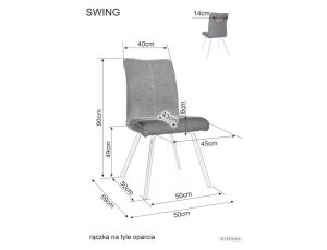 SCAUN DINING SWING, GRI 07/NEGRU MAT, TAPITERIE DIN STOFA BREGO SI PICIOARE DIN METAL, STIL MODERN - Img 5