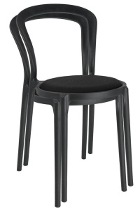 SCAUN DINING/TERASA SLIM, NEGRU, DIN POLIPROPILENA SI STOFA, STIL MODERN B2 - Img 8