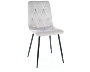 SCAUN DINING TOM, GRI DESCHIS BLUVEL 03/NEGRU MAT, TAPITERIE DIN CATIFEA SI PICIOARE DIN METAL, STIL MODERN - Img 1