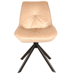 SCAUN PIVOTANT BOOGIE I, BEJ BLUVEL 28/NEGRU MAT, TAPITERIE DIN CATIFEA SI PICIOARE DIN METAL, STIL MODERN - Img 2