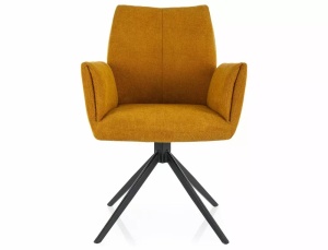 SCAUN PIVOTANT COCO II, CURRY 66/NEGRU MAT, TAPITERIE DIN STOFA VARDO SI PICIOARE DIN METAL, STIL MODERN - Img 3