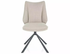 SCAUN PIVOTANT KENZIE, BEJ DESCHIS 24/NEGRU MAT, TAPITERIE DIN STOFA BJORN SI PICIOARE DIN METAL, STIL MODERN - Img 2