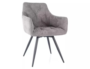 SCAUN PIVOTANT MANGO, GRI 11/NEGRU MAT, TAPITERIE DIN STOFA VARDO SI PICIOARE DIN METAL, STIL MODERN - Img 1