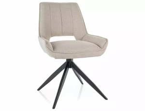 SCAUN PIVOTANT TELLO, BEJ DESCHIS 24/NEGRU MAT, TAPITERIE DIN STOFA BJORN SI PICIOARE DIN METAL, STIL MODERN - Img 2